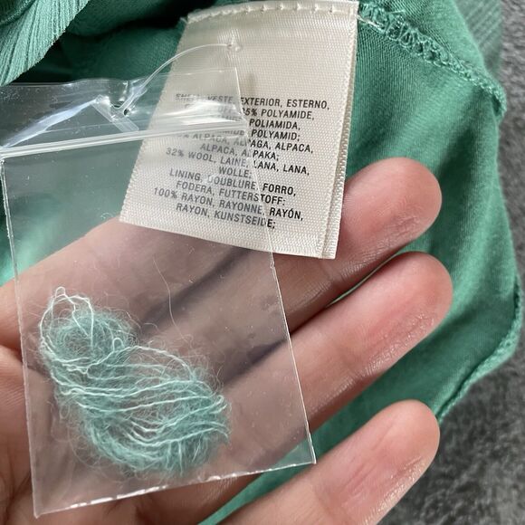 Anthropologie Knitted & Knotted Irina Sweater Medium Green Alpaca Sheer Hem Boho - Picture 9 of 11